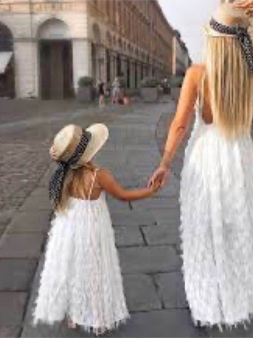 Matching White Ruffle Maxi Dresses - Mother & Daughter Set